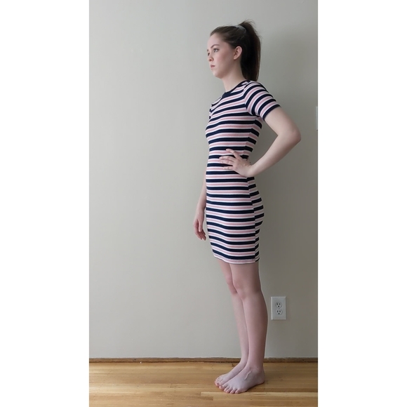 Short-sleeve Striped Dress - Picture 2 of 2